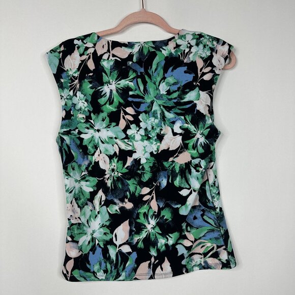 NWT White House Black Market Cap Sleeve Scoop Neck Top Floral Medium - Picture 3 of 10